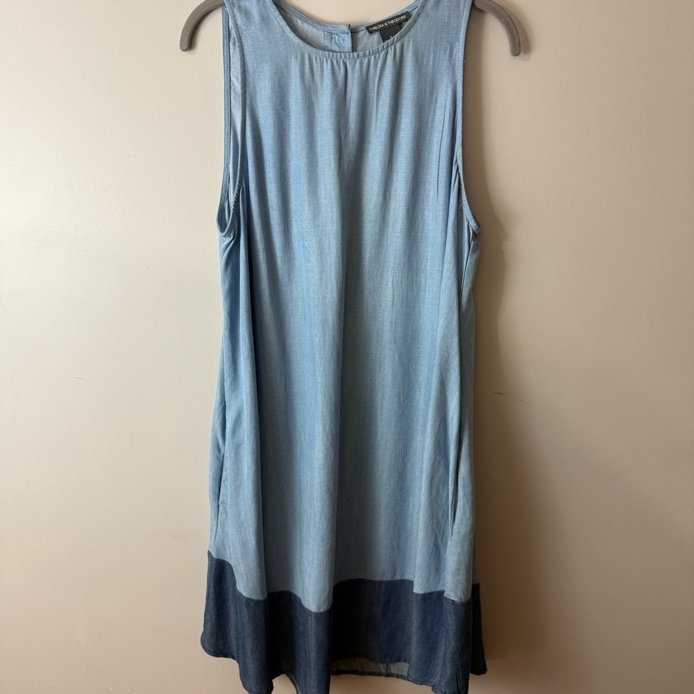 Chelsea & Theodore Light and Dark Blue Sleeveless Dress - Picture 3 of 8